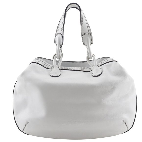 Loewe Handbags - LOEWE White Leather Fiesta Tote Bag Snap Button